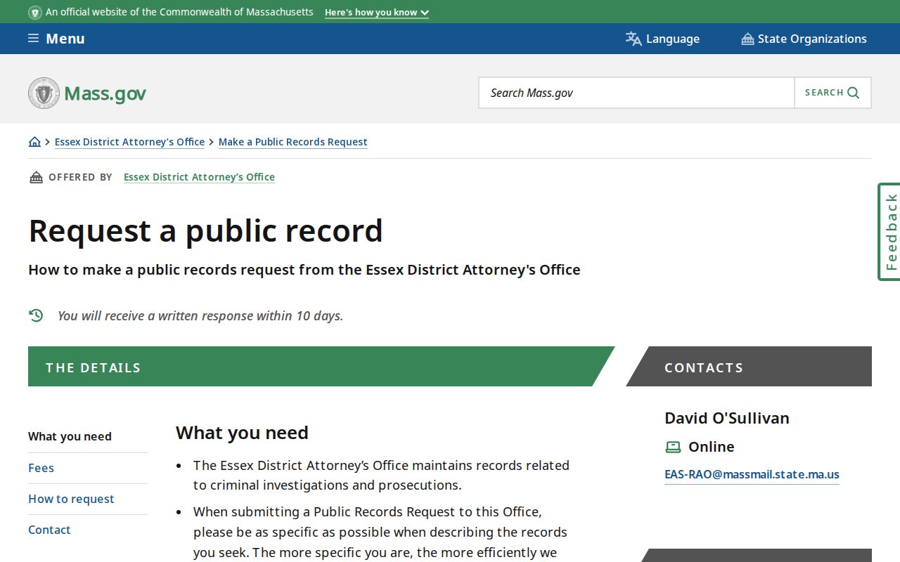 Bristol County resident lookup through Massachusetts public-record request guidance