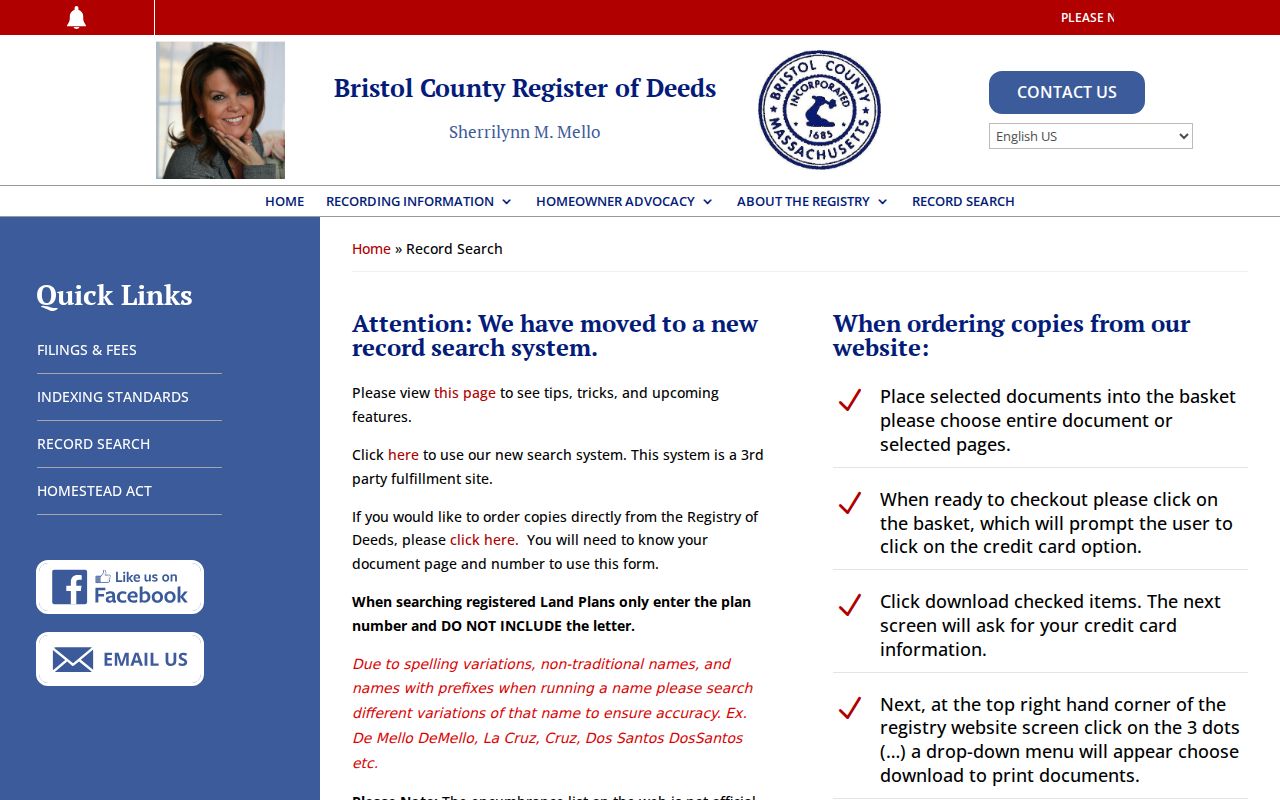 Bristol County residents directory Southern Bristol Registry record search notice